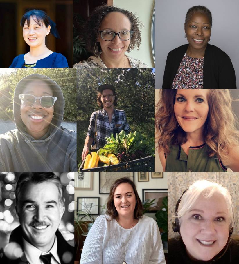 A collage of headshots of the promoted and visiting faculty members
